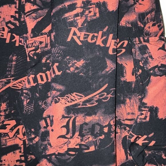 Streetwear Society Cargo Pants Black Red Words Size L 28x28 Y2K Edgy Punk - Picture 7 of 11